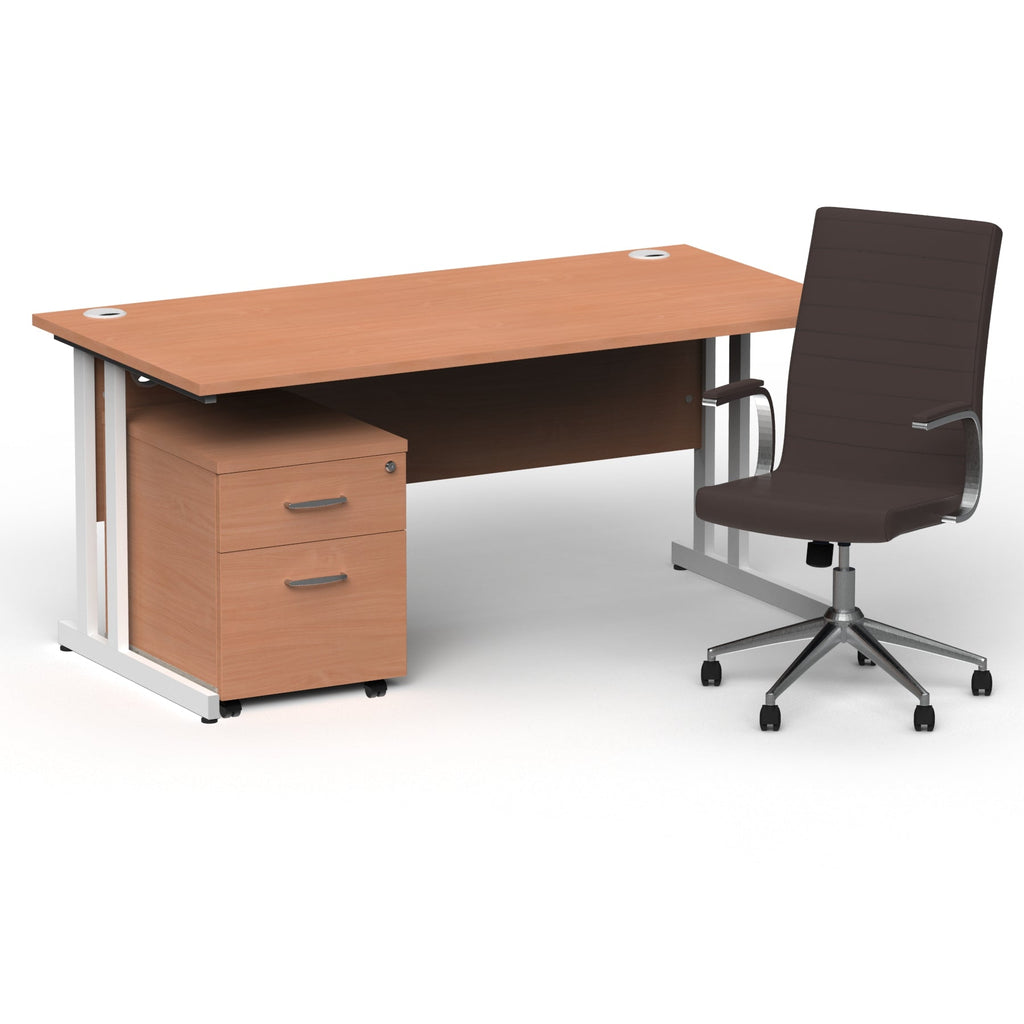impulse-160mm-cantilever-straight-desk-with-mobile-pedestal-and-ezra-brown-executive-chair Dynamic  White Colour Beech 