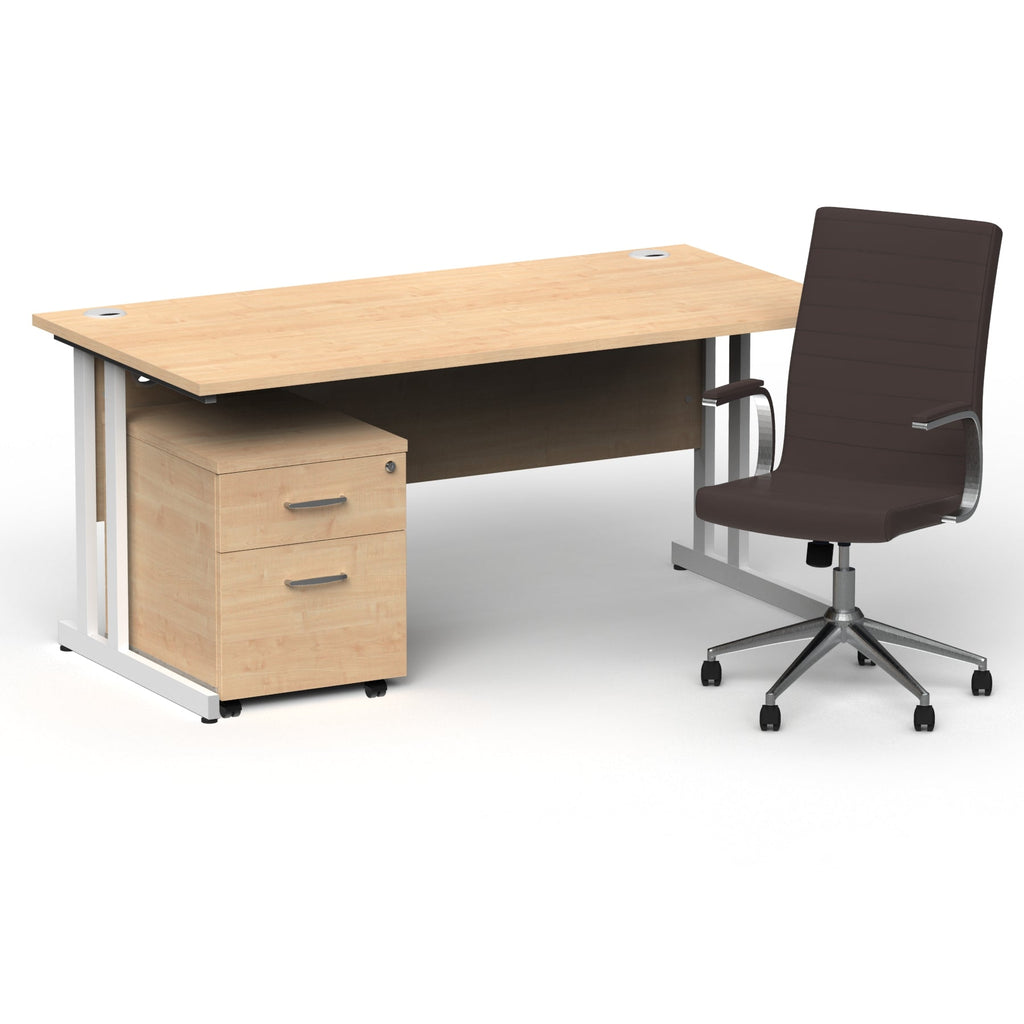 impulse-160mm-cantilever-straight-desk-with-mobile-pedestal-and-ezra-brown-executive-chair Dynamic  White Colour Maple 