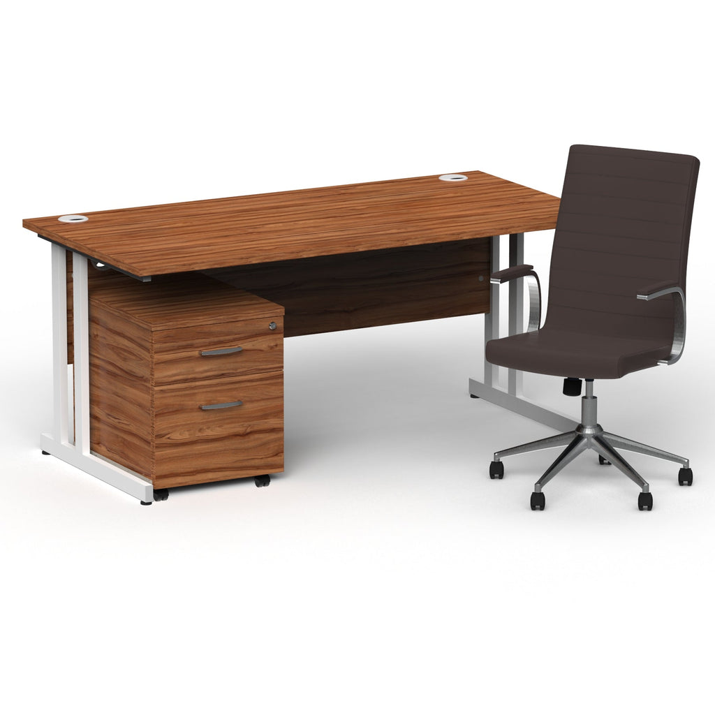 impulse-160mm-cantilever-straight-desk-with-mobile-pedestal-and-ezra-brown-executive-chair Dynamic  White Colour Walnut 