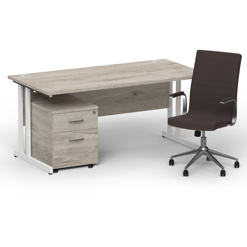 impulse-160mm-cantilever-straight-desk-with-mobile-pedestal-and-ezra-brown-executive-chair Dynamic  White Colour White 