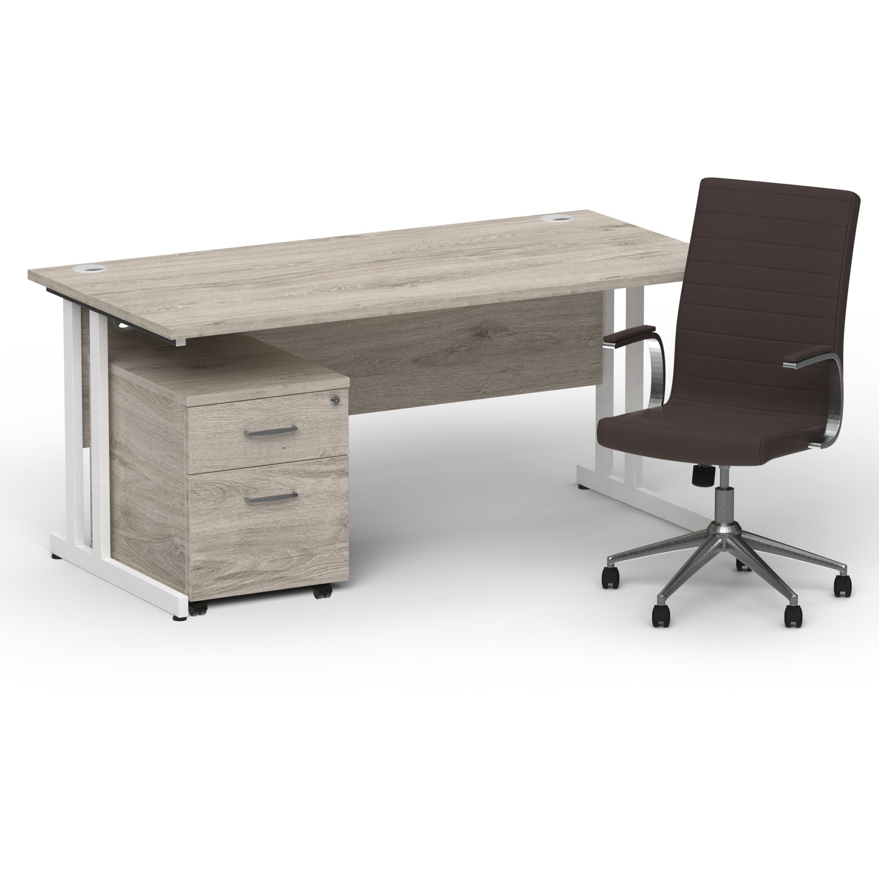 impulse-160mm-cantilever-straight-desk-with-mobile-pedestal-and-ezra-brown-executive-chair Dynamic  White Colour White 