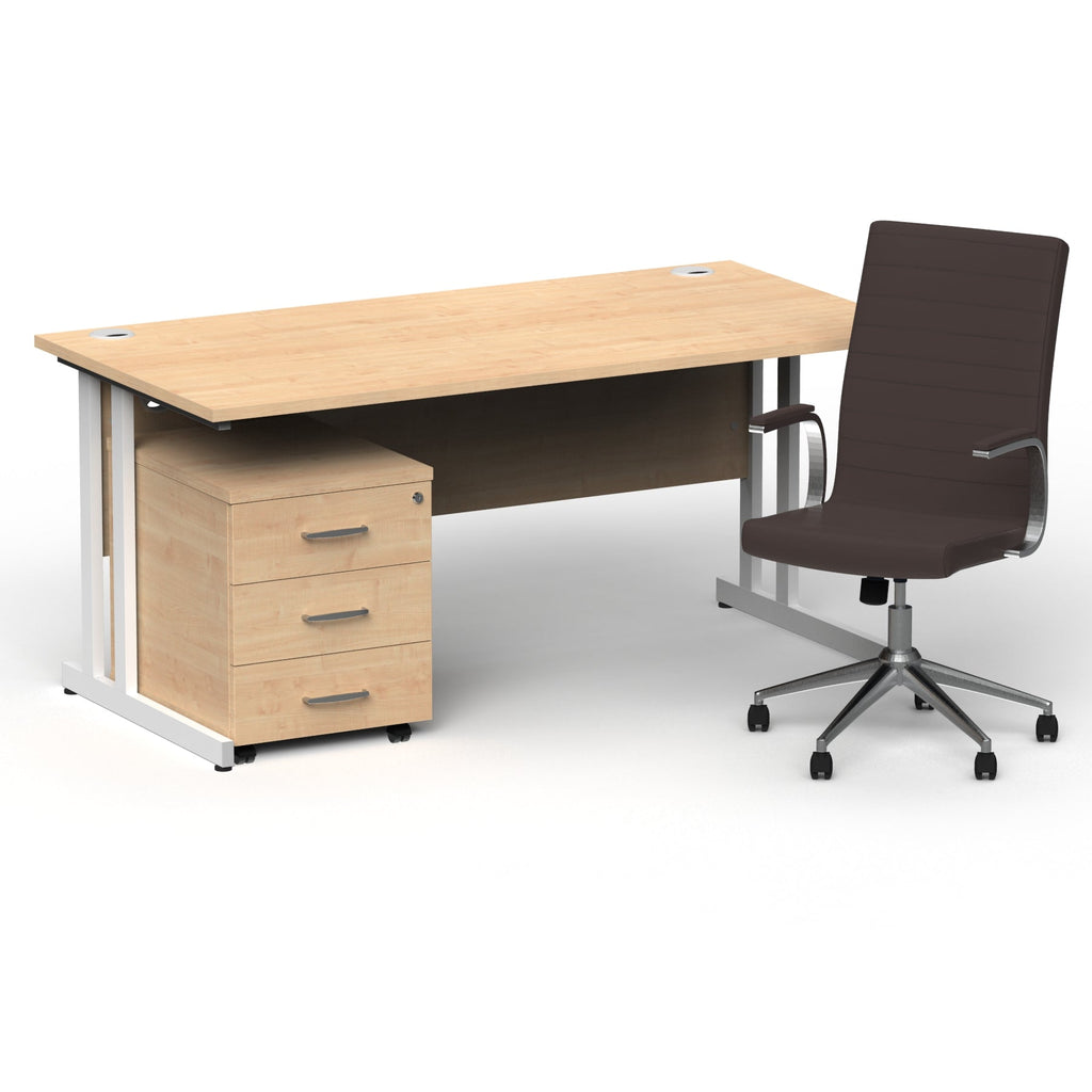 impulse-160mm-cantilever-straight-desk-with-mobile-pedestal-and-ezra-brown-executive-chair Dynamic  White Colour Beech 