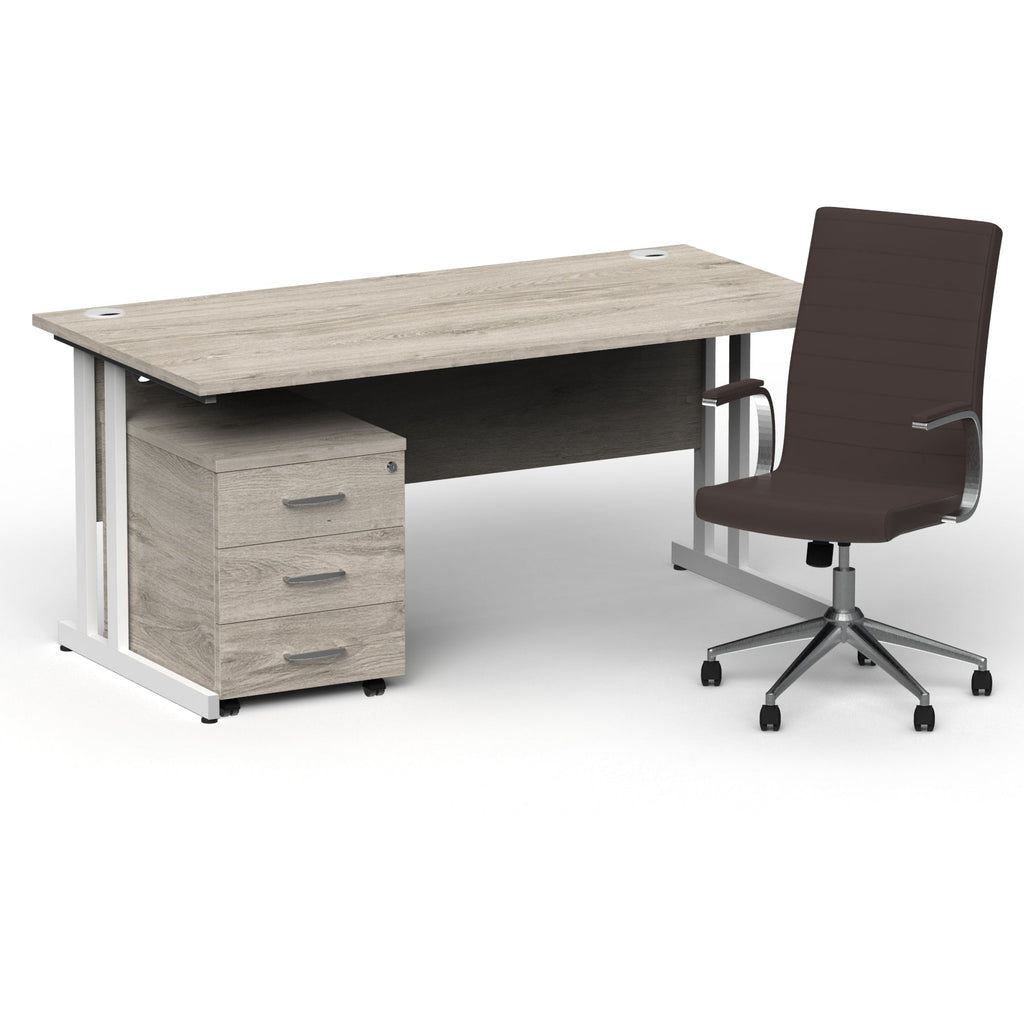 impulse-160mm-cantilever-straight-desk-with-mobile-pedestal-and-ezra-brown-executive-chair Dynamic  White Colour Walnut 