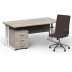 impulse-160mm-cantilever-straight-desk-with-mobile-pedestal-and-ezra-brown-executive-chair Dynamic  White Colour Walnut 