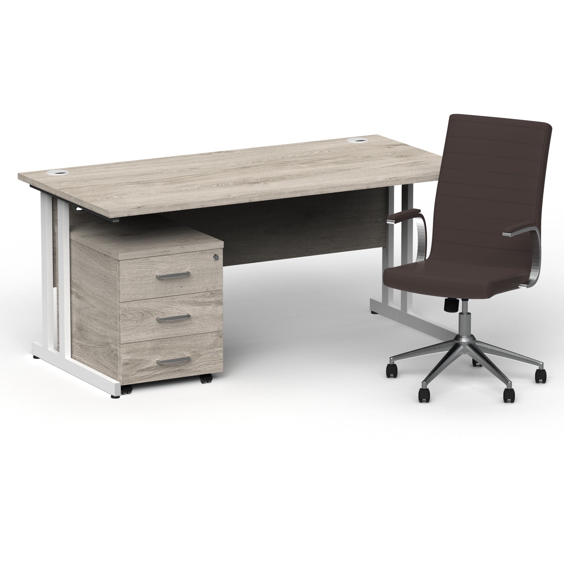 impulse-160mm-cantilever-straight-desk-with-mobile-pedestal-and-ezra-brown-executive-chair Dynamic  White Colour Walnut 