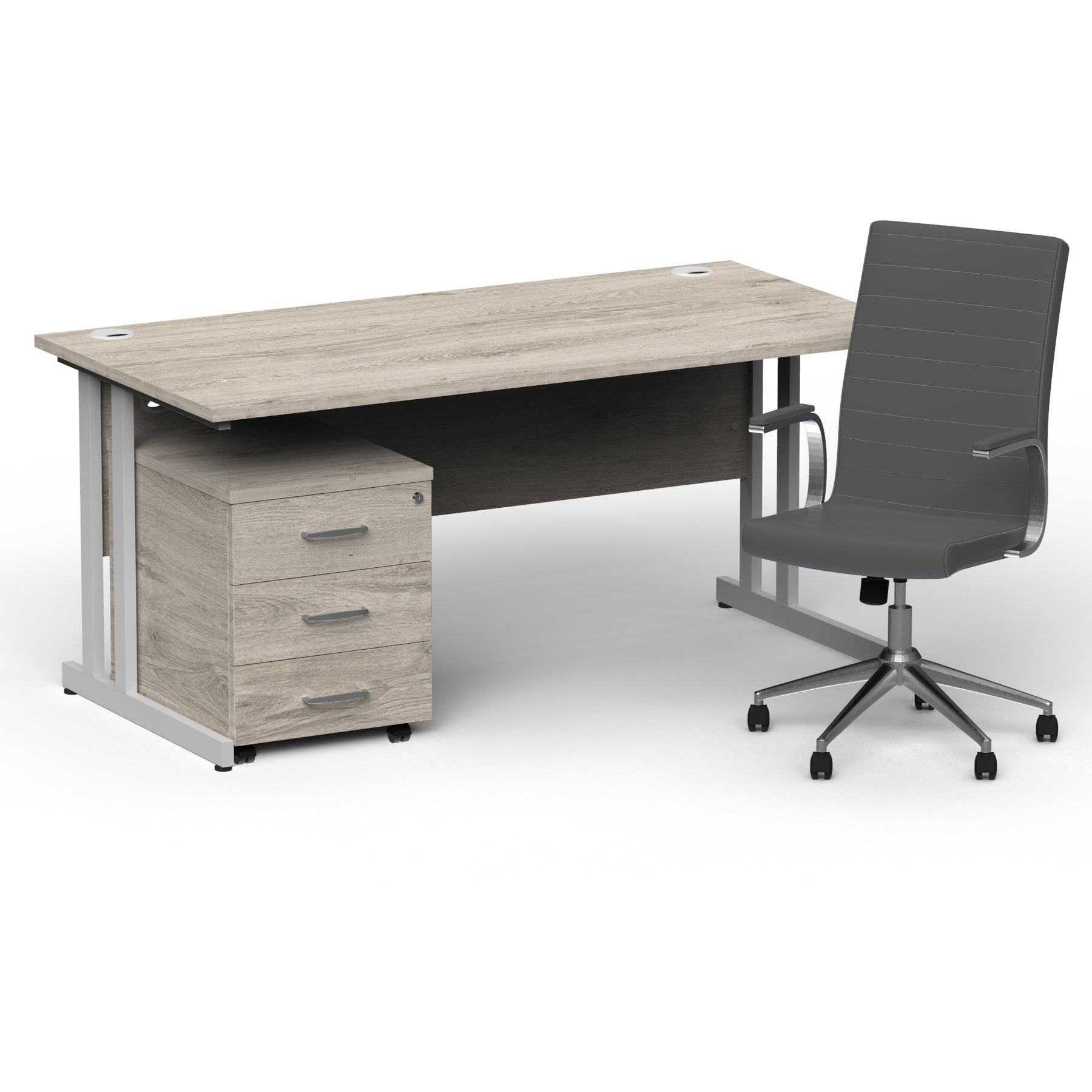 impulse-160mm-cantilever-straight-desk-with-mobile-pedestal-and-ezra-grey-executive-chair Dynamic  Silver Grey Oak 