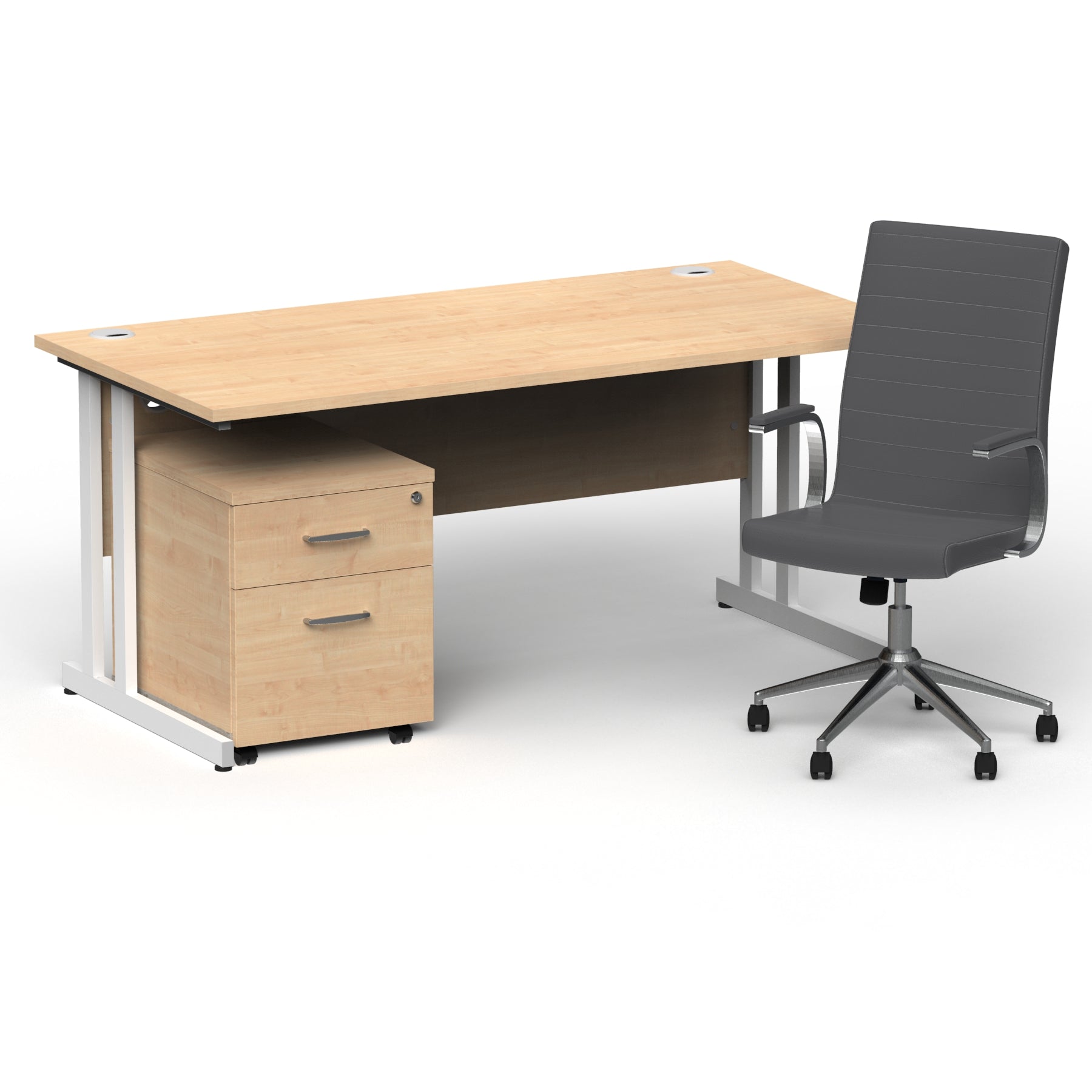 impulse-160mm-cantilever-straight-desk-with-mobile-pedestal-and-ezra-grey-executive-chair Dynamic  White Colour Maple 