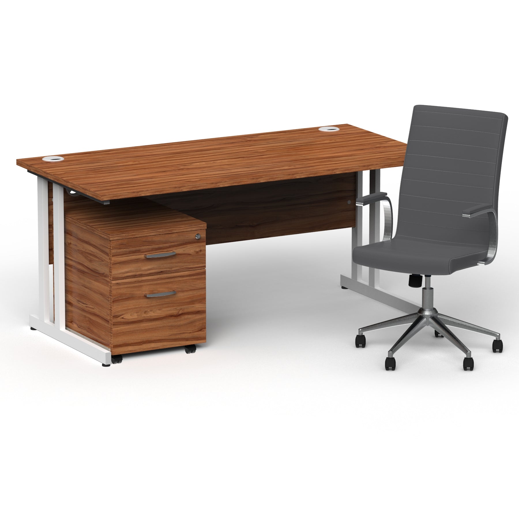 impulse-160mm-cantilever-straight-desk-with-mobile-pedestal-and-ezra-grey-executive-chair Dynamic  White Colour Walnut 