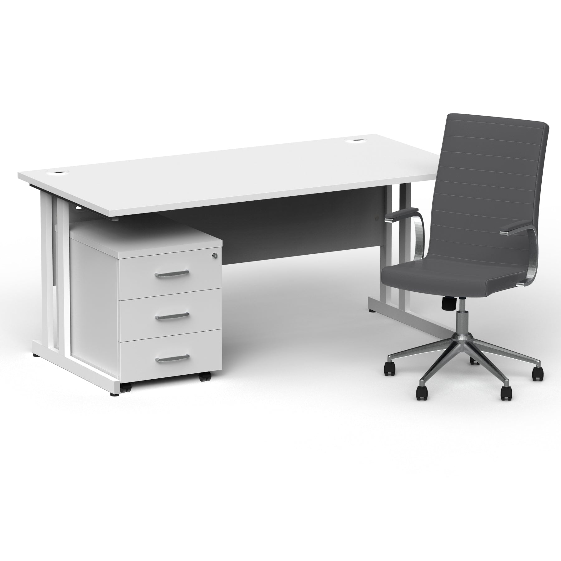 impulse-160mm-cantilever-straight-desk-with-mobile-pedestal-and-ezra-grey-executive-chair Dynamic  White Colour White 