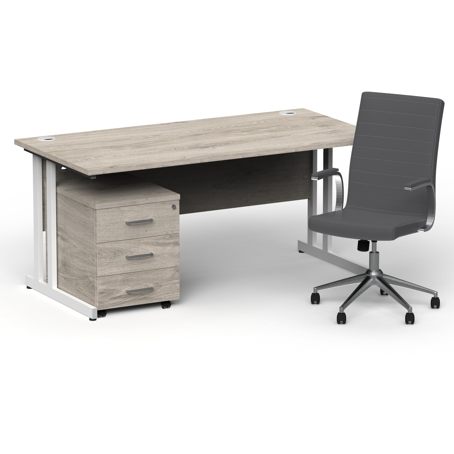 impulse-160mm-cantilever-straight-desk-with-mobile-pedestal-and-ezra-grey-executive-chair Dynamic  White Grey Oak 