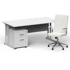 impulse-160mm-cantilever-straight-desk-with-mobile-pedestal-and-ezra-white-executive-chair Dynamic  Silver Colour White 