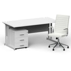 impulse-160mm-cantilever-straight-desk-with-mobile-pedestal-and-ezra-white-executive-chair Dynamic  Silver Colour White 