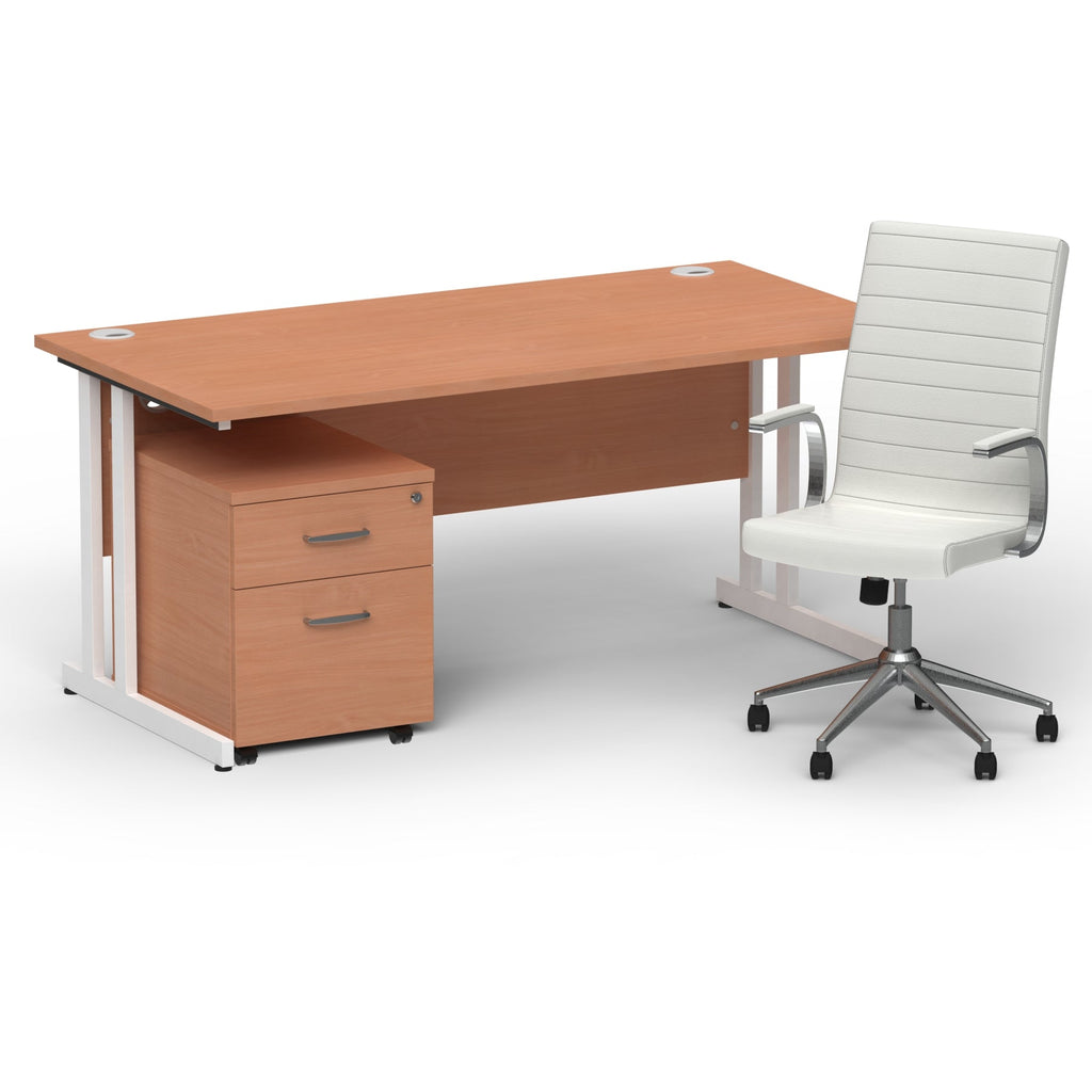 impulse-160mm-cantilever-straight-desk-with-mobile-pedestal-and-ezra-white-executive-chair Dynamic  White Grey Oak 