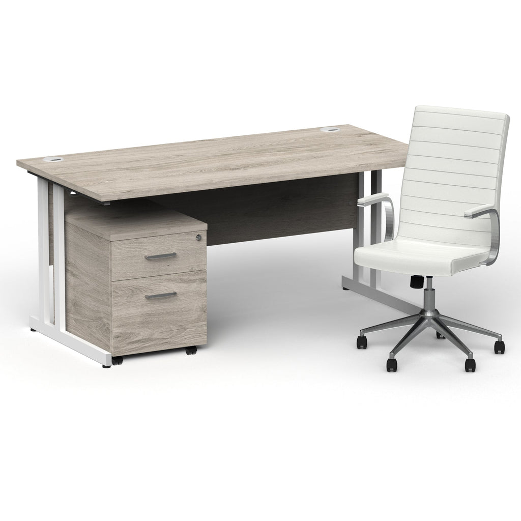 impulse-160mm-cantilever-straight-desk-with-mobile-pedestal-and-ezra-white-executive-chair Dynamic  White Colour Walnut 