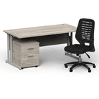 impulse-160mm-cantilever-straight-desk-with-mobile-pedestal-operator-chair Dynamic  Silver Grey Oak 