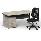 impulse-160mm-cantilever-straight-desk-with-mobile-pedestal-operator-chair Dynamic  Silver Grey Oak 