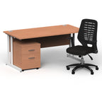 impulse-160mm-cantilever-straight-desk-with-mobile-pedestal-operator-chair Dynamic  White Beech 