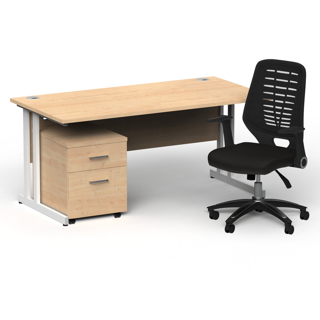impulse-160mm-cantilever-straight-desk-with-mobile-pedestal-operator-chair Dynamic  White Maple 