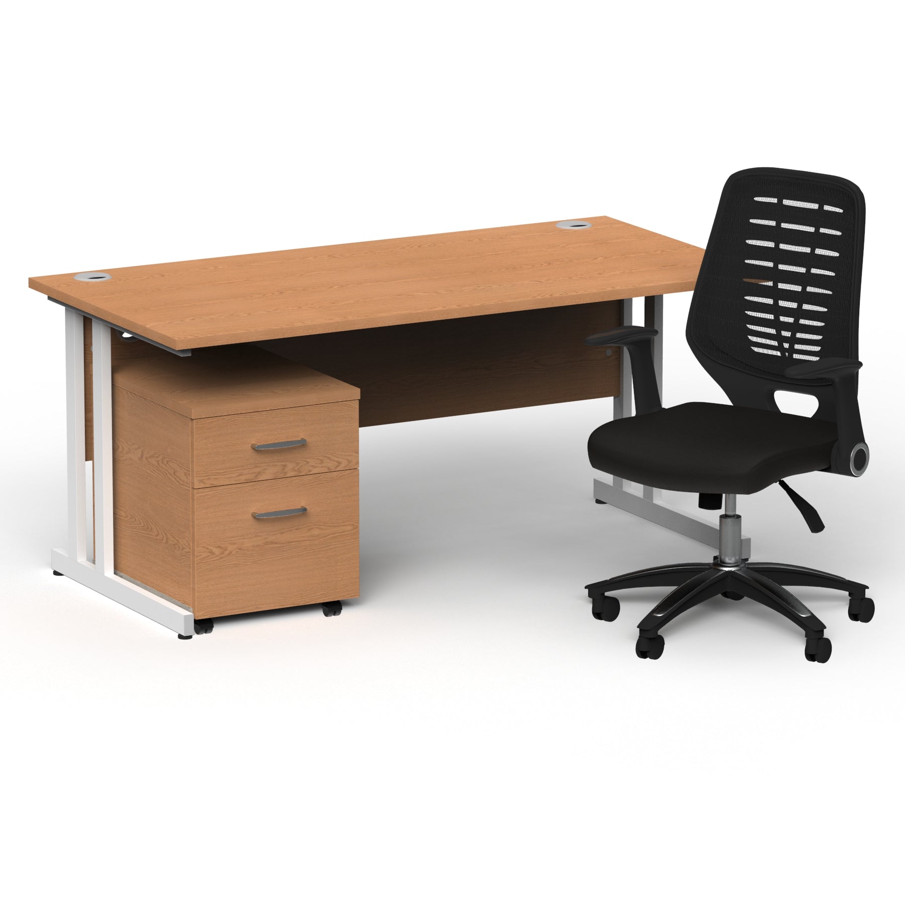 impulse-160mm-cantilever-straight-desk-with-mobile-pedestal-operator-chair Dynamic  White Oak 