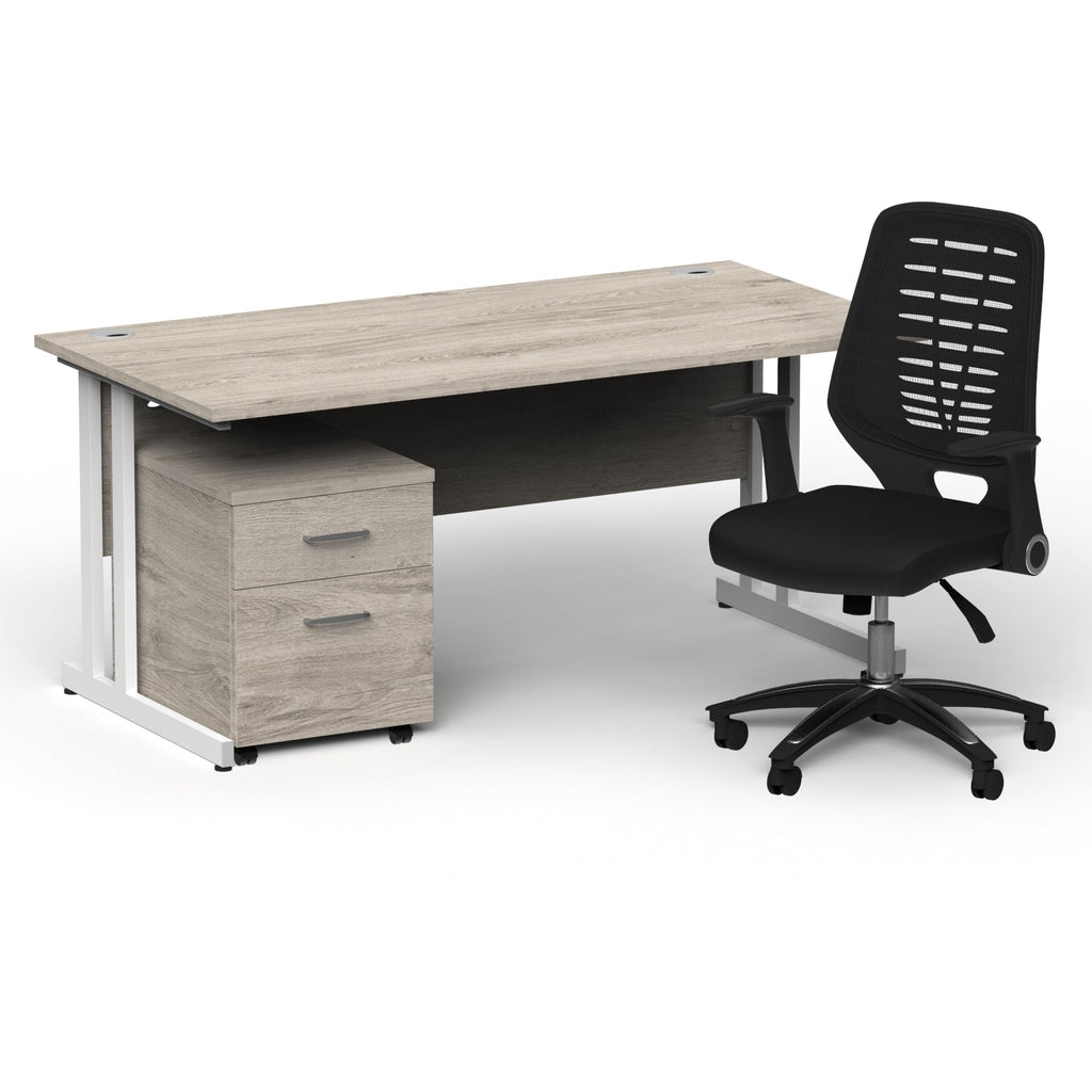 impulse-160mm-cantilever-straight-desk-with-mobile-pedestal-operator-chair Dynamic  White Grey Oak 