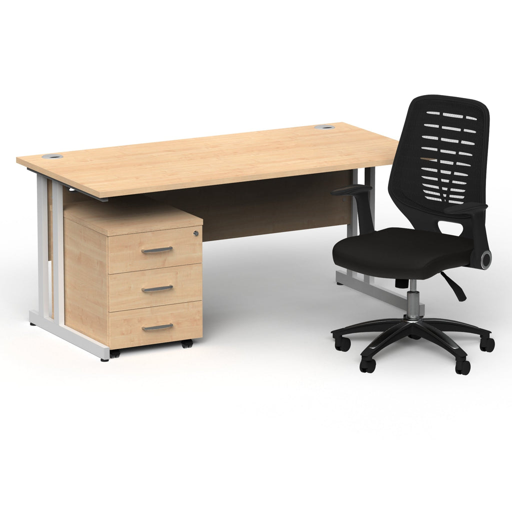impulse-160mm-cantilever-straight-desk-with-mobile-pedestal-operator-chair Dynamic  White Maple 