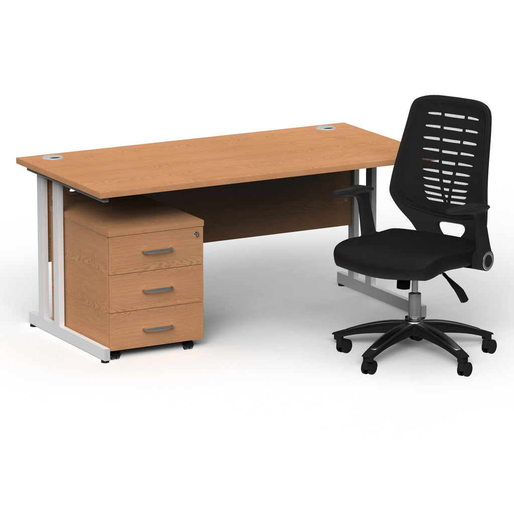 impulse-160mm-cantilever-straight-desk-with-mobile-pedestal-operator-chair Dynamic  White Oak 