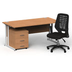 impulse-160mm-cantilever-straight-desk-with-mobile-pedestal-operator-chair Dynamic  White Oak 