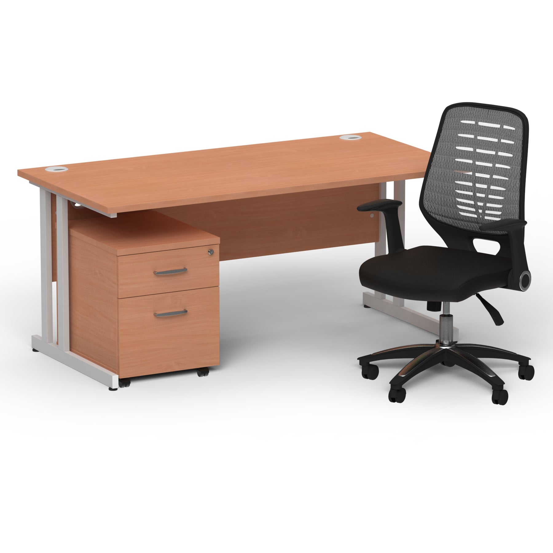 Office Desk Impulse  160cm Cantilever Desk Mobile Pedestal Relay Silver