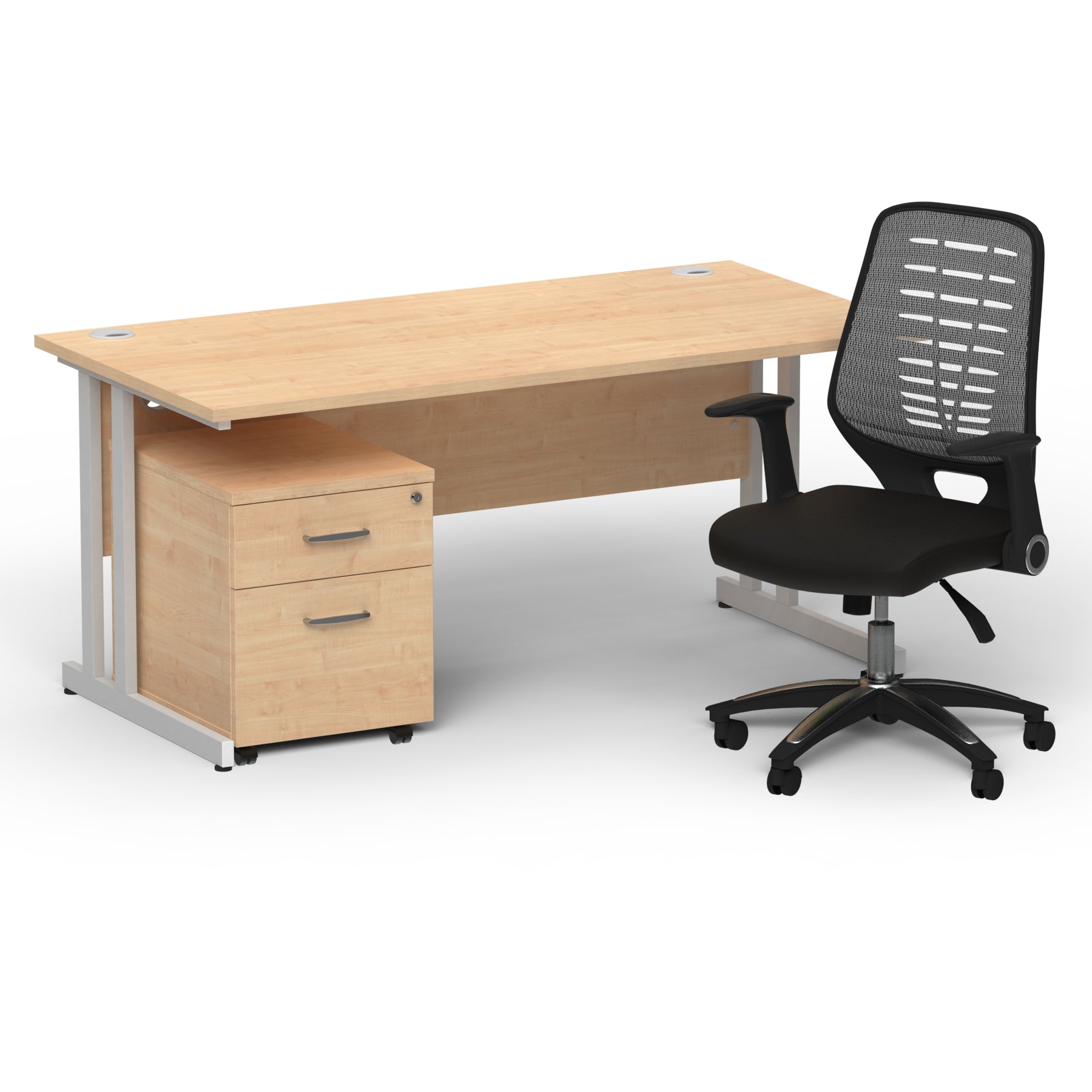 impulse-160mm-cantilever-straight-desk-with-mobile-pedestal-operator-chair Dynamic  Silver Maple 