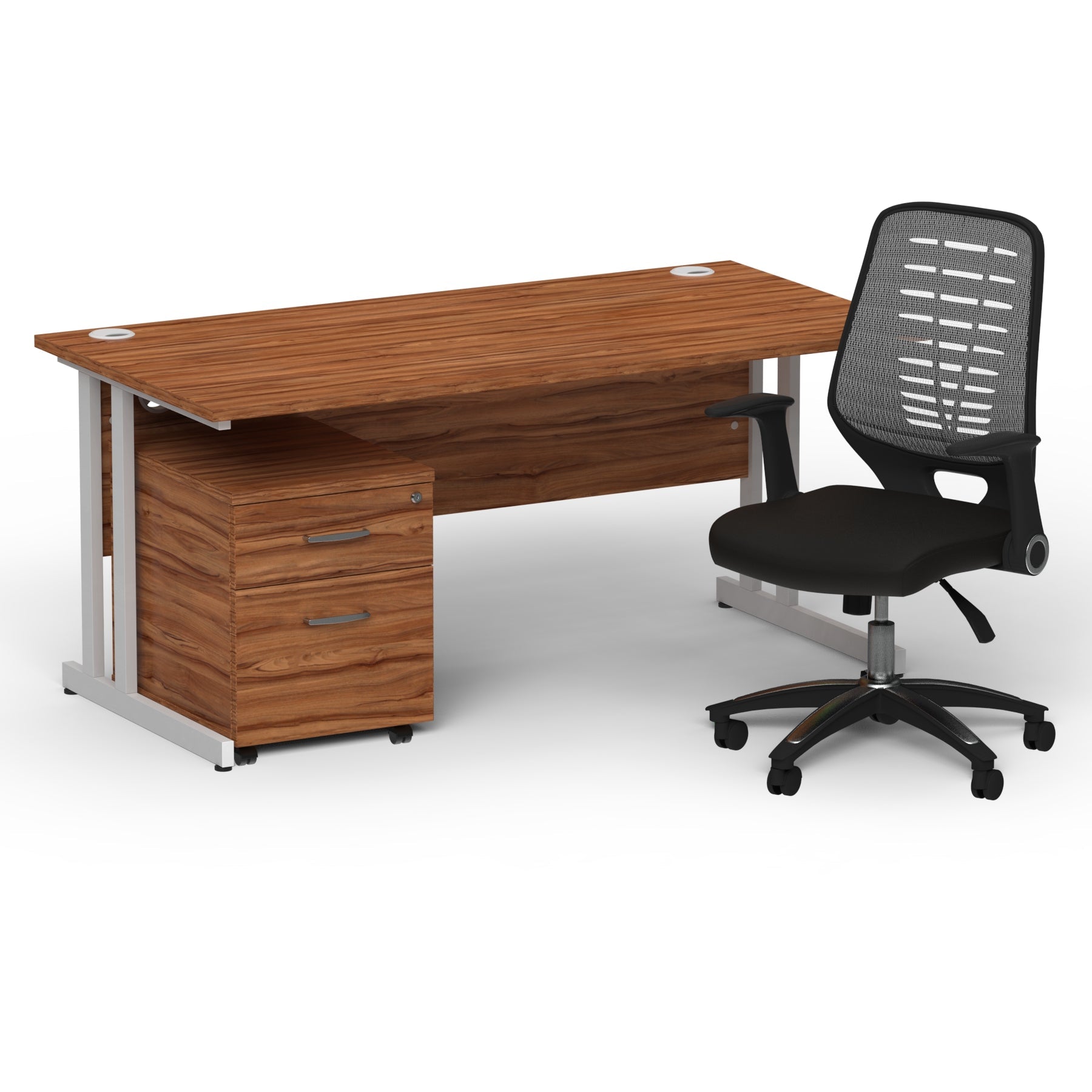 impulse-160mm-cantilever-straight-desk-with-mobile-pedestal-operator-chair Dynamic  Silver Walnut 