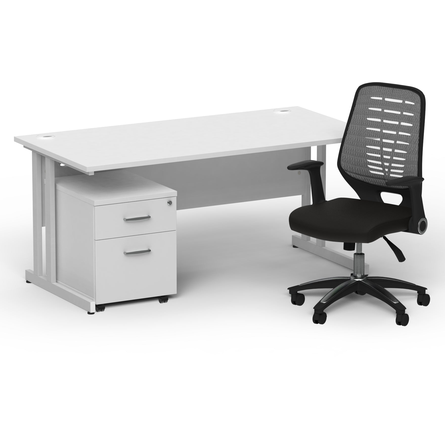 impulse-160mm-cantilever-straight-desk-with-mobile-pedestal-operator-chair Dynamic  Silver White 