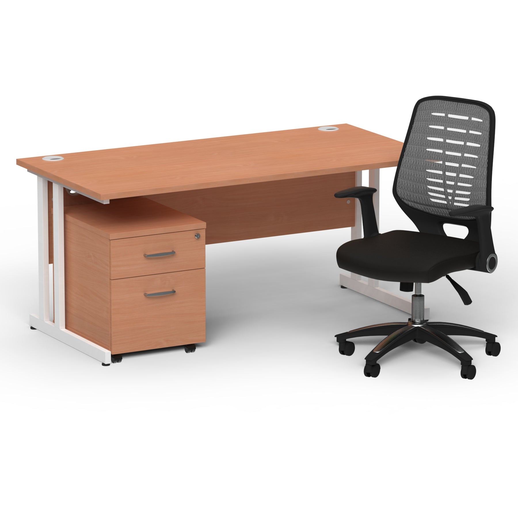 impulse-160mm-cantilever-straight-desk-with-mobile-pedestal-operator-chair Dynamic  White Beech 