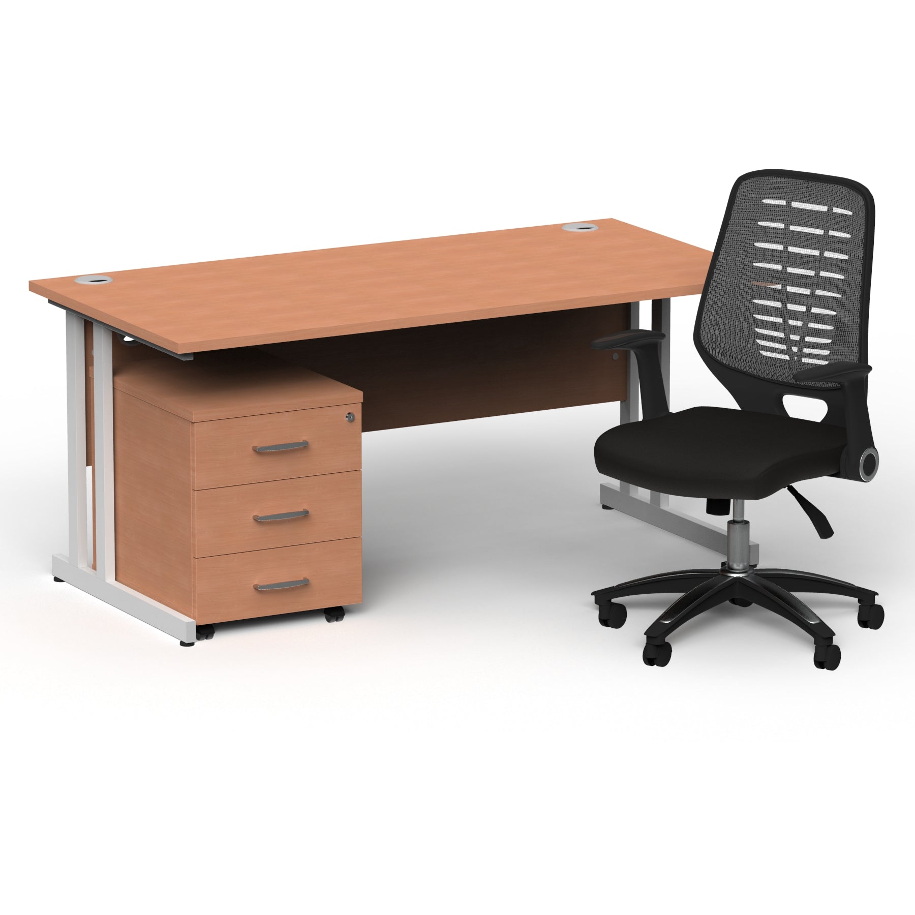 impulse-160mm-cantilever-straight-desk-with-mobile-pedestal-operator-chair Dynamic  White Beech 