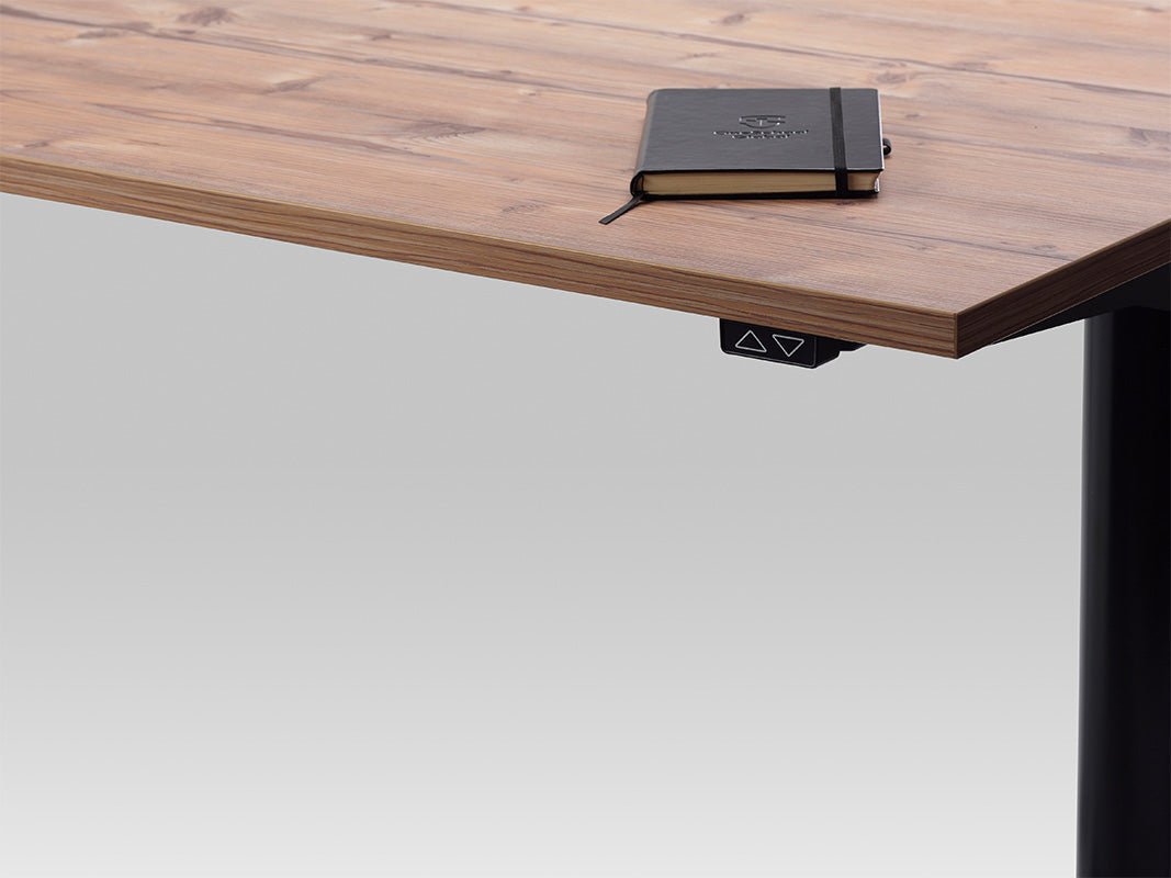 Lavoro Forma   Sit Stand Height Adjustable desk White  140cm wide 70cmDeep  Wenge leg White