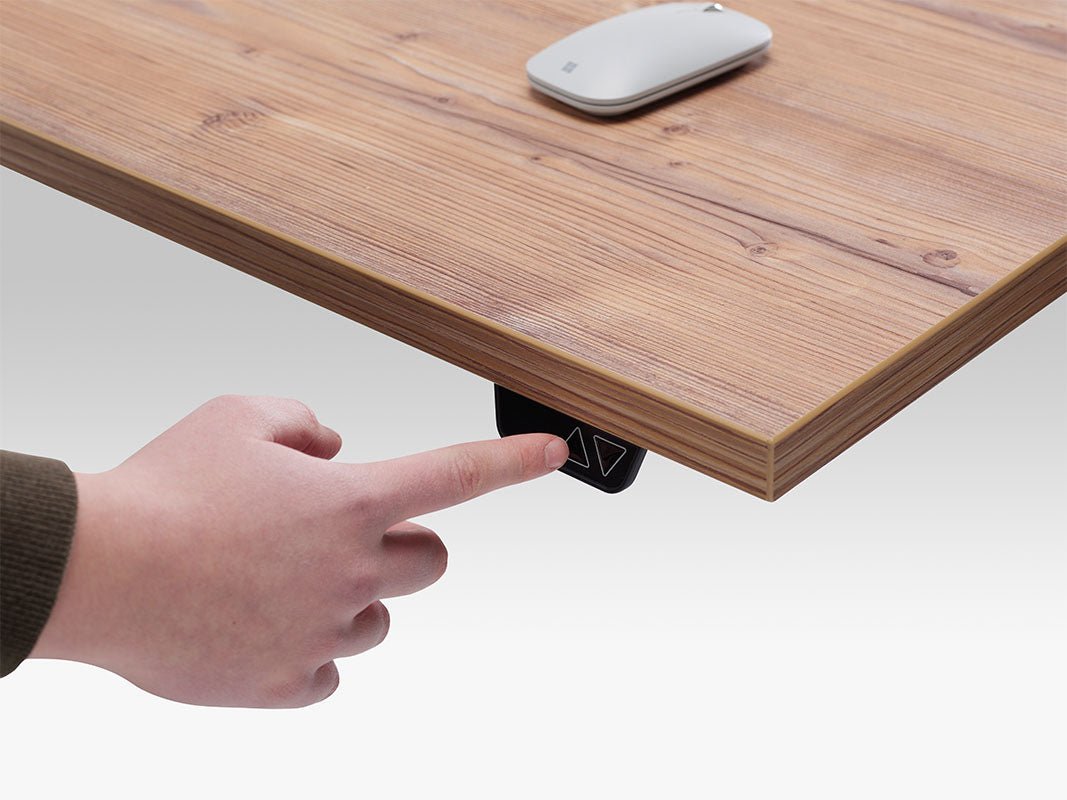 Lavoro Forma   Sit Stand Height Adjustable desk White  140cm wide 70cmDeep  Anthracite Oak leg White