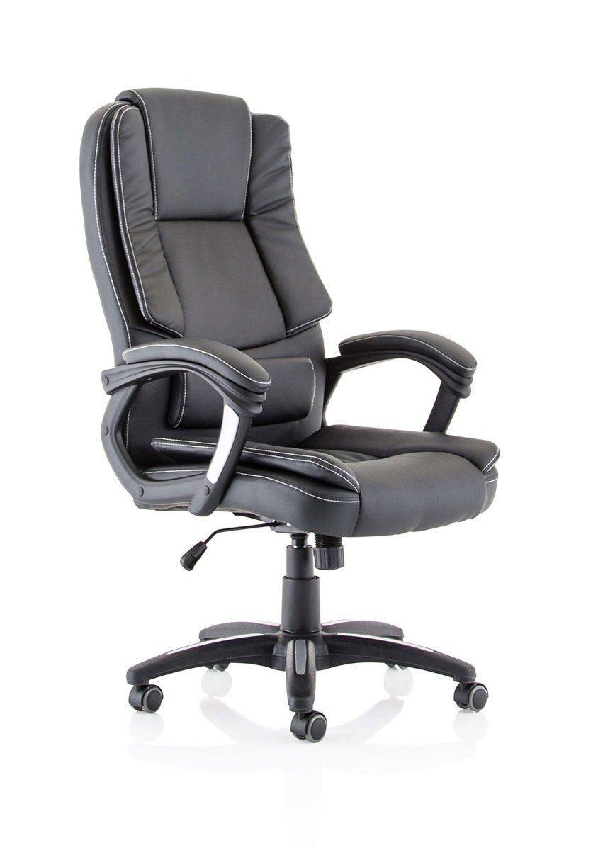 Office Chair Dakota High Back Black Leather Executive with Arms  Colour Black Leather 