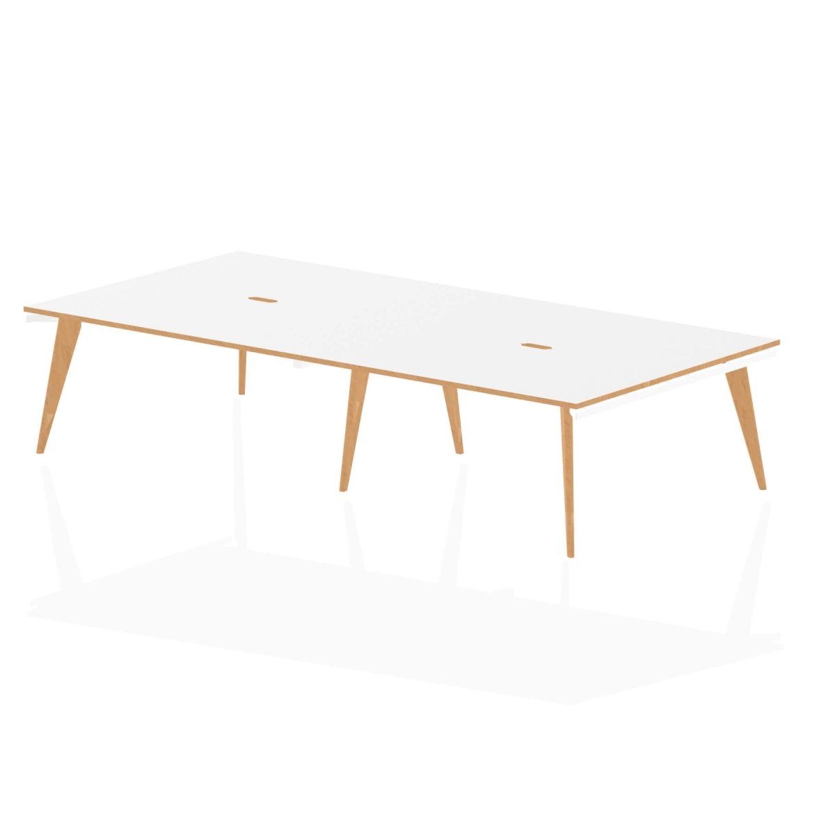 Office furniture oslo-b2b-desk Dynamic  White/Natural Wood 140 Wide 4 Person
