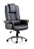 Office Chair Chelsea High Back Soft Leather Executive with Arms Black Leather   