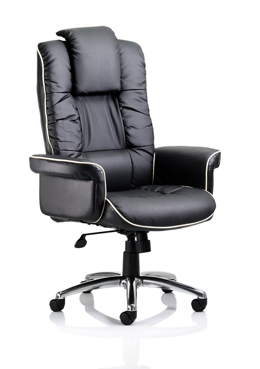 Office Chair Chelsea High Back Soft Leather Executive with Arms Black Leather   