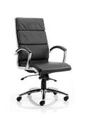  Office Chair Classic Executivewith Arms Black Leather  High Castors