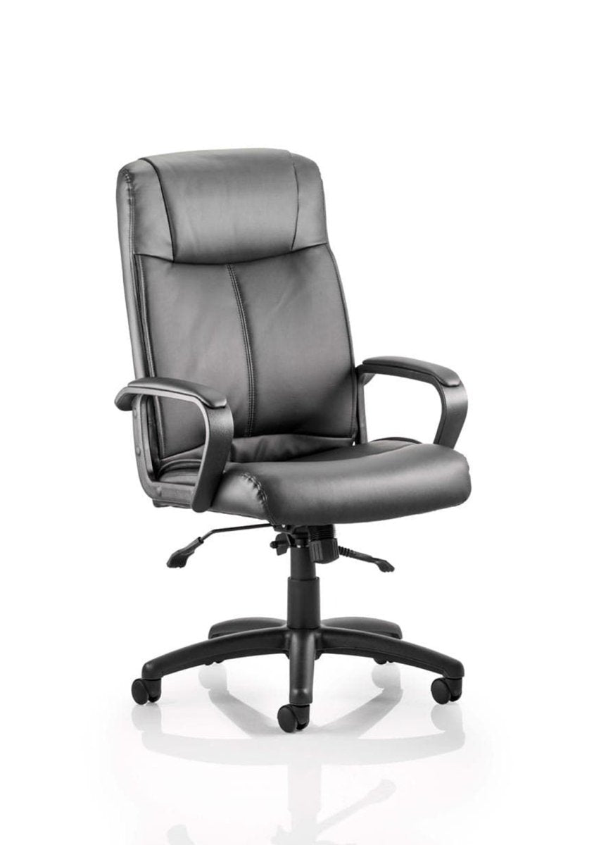 Office Chair Plaza High Back Executive Black Leather with Arms  Colour Black Leather 