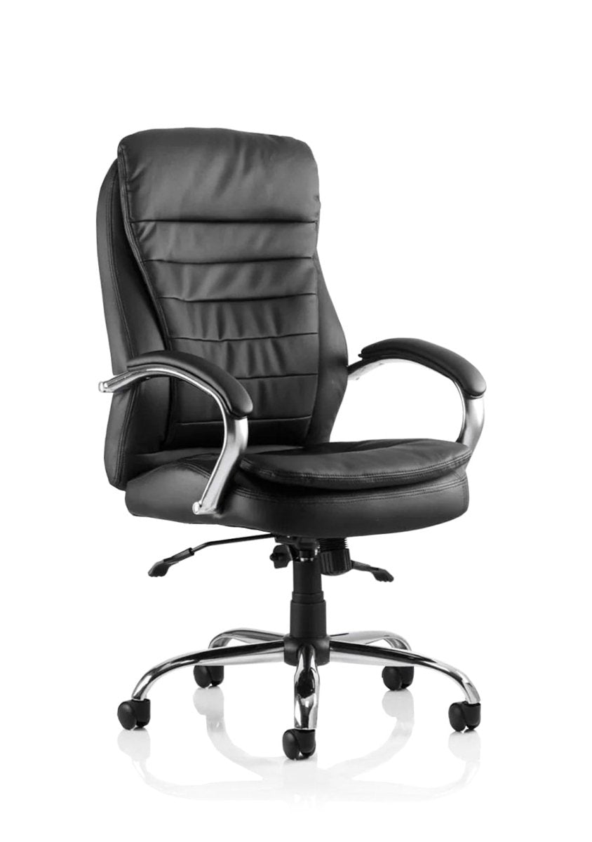 Leather Office Chair Rocky High Back Executive Black with Arms  Colour Black Leather 