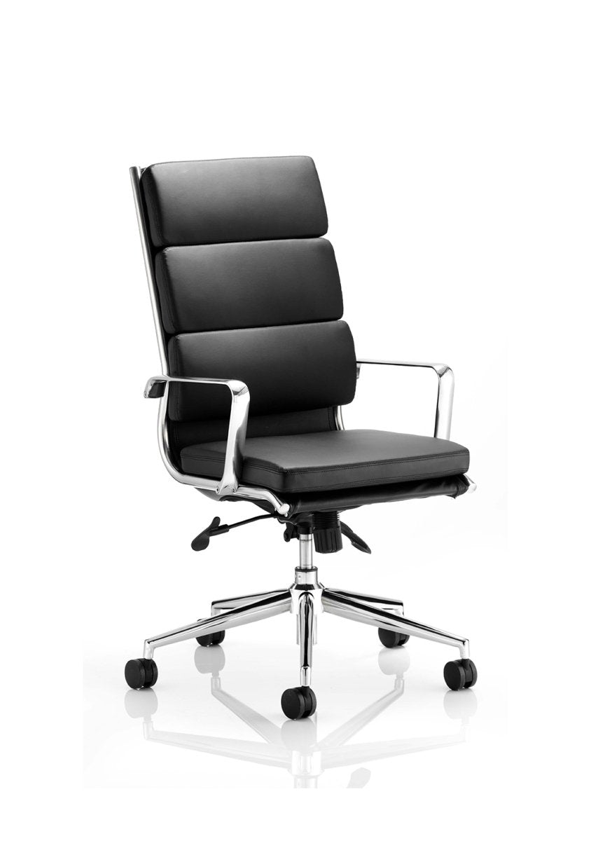 Leather Office Chair Savoy High Back Executive Black with Arms  Colour Black Leather 