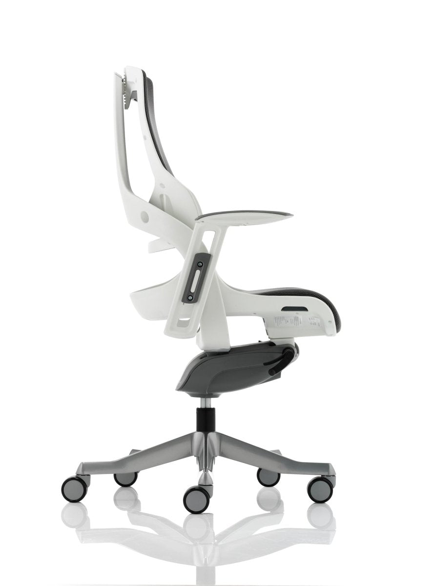 Office furniture zure-executive-chair-with-white-shell Dynamic  Black Fabric Colour Bespoke Myrrh Green 