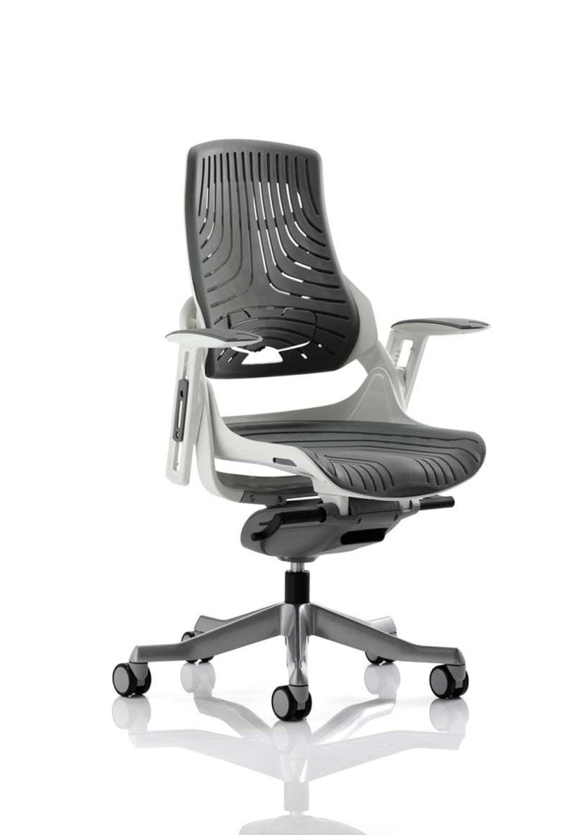 Office furniture zure-executive-chair-with-white-shell Dynamic  Black Fabric Colour Bespoke Senna Yellow 