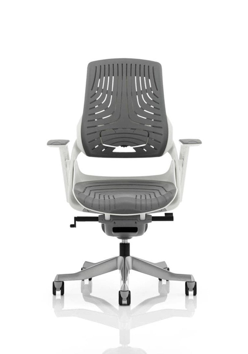 Office furniture zure-executive-chair-with-white-shell Dynamic  Black Fabric Colour Bespoke Ginseng Chilli 
