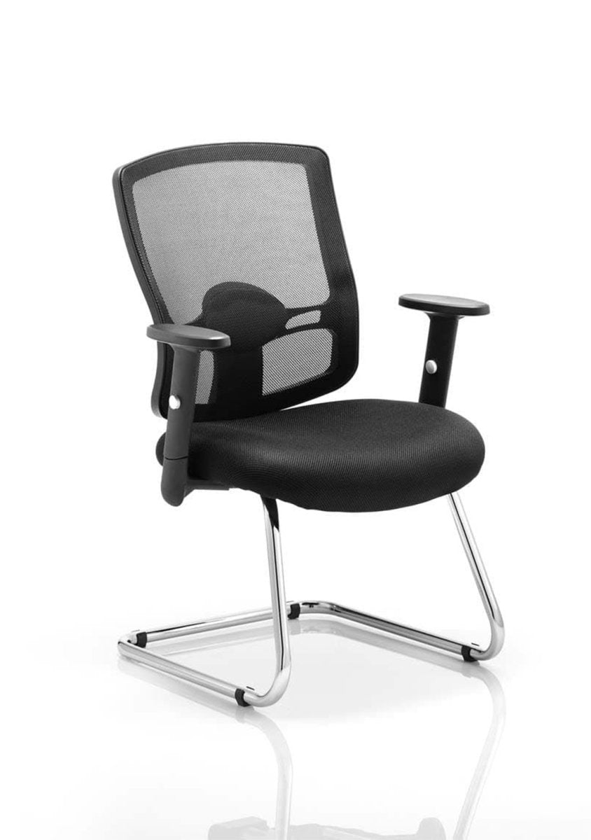 Office Visitor Chair Portland Mesh Back Cantilever with Arms Black   