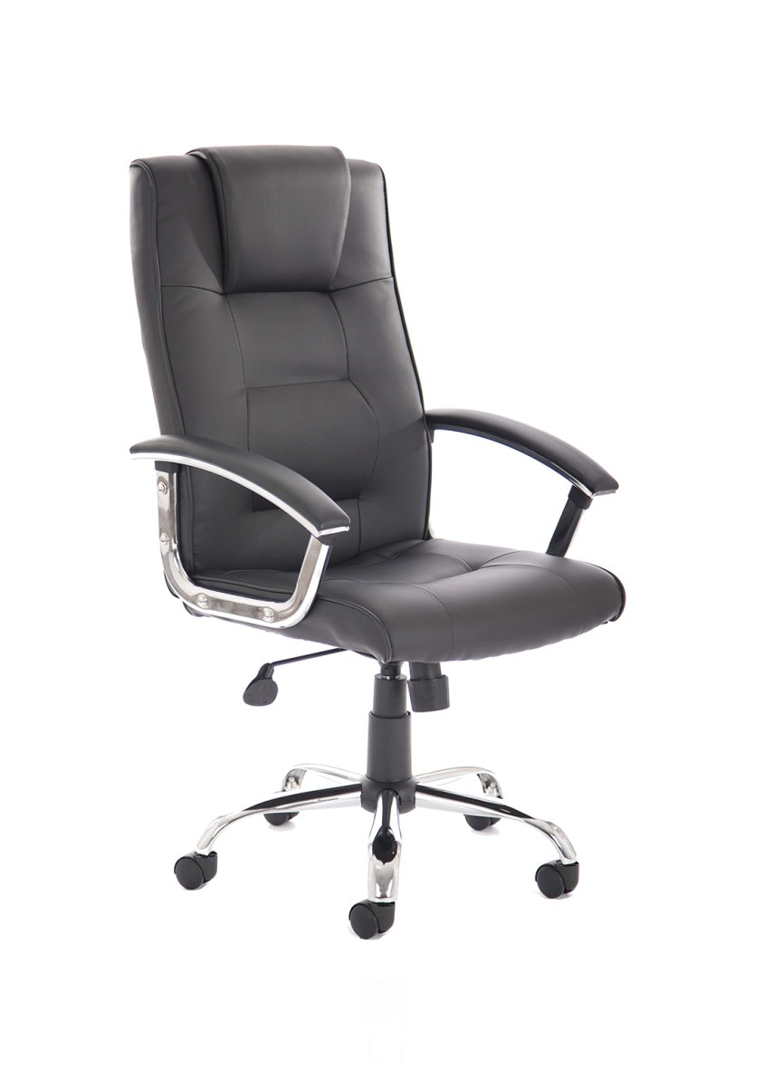 Leather Office Chair Thrift High Back Executive Black with Arms  Colour Black Leather 