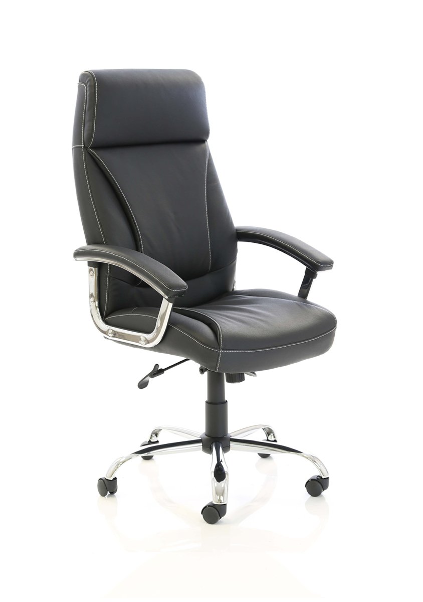 Office Chair Penza High Back Executive Leather with Arms Black Leather   