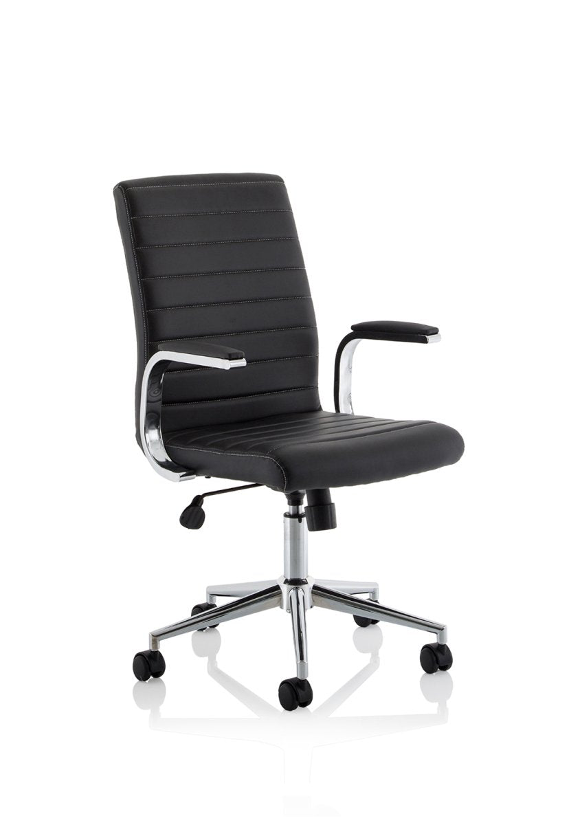 Executive Office Chair  Ezra Medium Back Leather with Arms None Colour Black Leather 